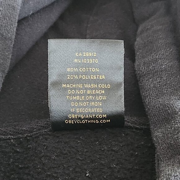 OBEY Sz M Black Skull Logo Hoodie Sweatshirt Pullover Grunge Goth Edgy Witchcore - Picture 9 of 10